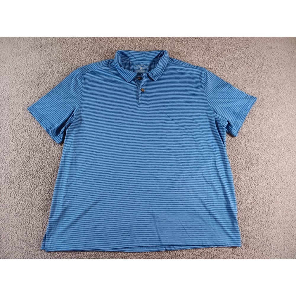 G.H. Bass‎ Golf Polo Shirt Mens XXL Blue Stripe Performance Stretch Short Sleeve